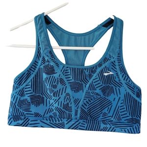 Brooks blue black cutout racerback sports bra size large athletic workout